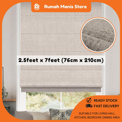 [RUMAH MANIS ROMAN BLIND] 1 Panel Premium Modern Western Style Roman Soft Curtain Blind | 100% Blackout | 76CM X 210CM (2.5' X 7') | Ready Stock | Tingkap Roman tangga doubledeck langsir tarik bidai waterproof raya