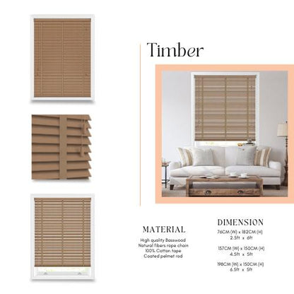 [RUMAH MANIS BLIND] 3 Panel Premium High Quality Contemporary Decor Wooden | 198CM X 150CM (6.5' X 5') | Ready Stock | Bidai Bilah Kayu Moden Bidai Ala Venetian timber blinds curtains langsir raya bidai kayu ruang tamu