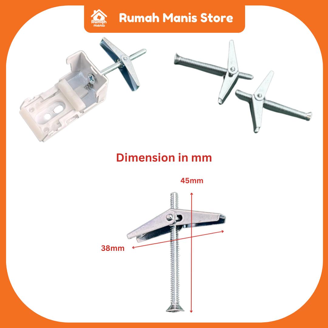 RUMAH MANIS Butterfly Steel Toggle/Spring Toggle | Anchor Screws for Plaster Ceiling/Wall Partition | W(38mm) X H(45mm)