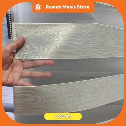 [RUMAH MANIS ZEBRA BLIND] 3 Panel Premium Modern Sunblock Dual Layer Zebra Blind | 198CM X 150CM (6.5' X 5') | Ready Stock | Bidai Tingkap Zebra Moden langsir raya