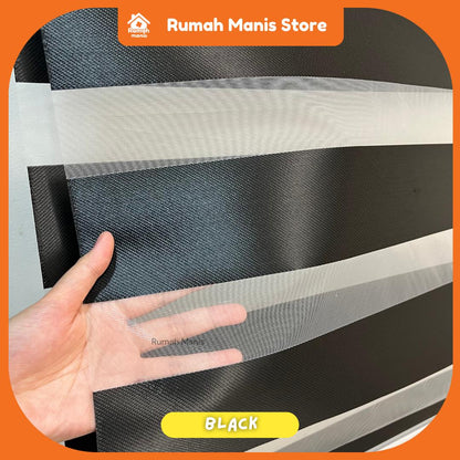 [RUMAH MANIS ZEBRA BLIND] 3 Panel Premium Modern Sunblock Dual Layer Zebra Blind | 198CM X 150CM (6.5' X 5') | Ready Stock | Bidai Tingkap Zebra Moden langsir raya