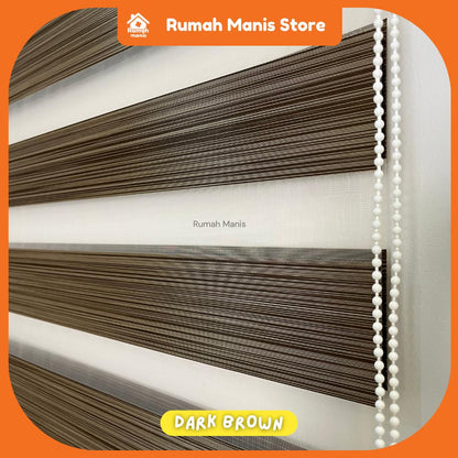 RUMAH MANIS 2 Panel Premium Modern Sunblock Zebra Blind | 137CM X 150CM (4.5' X 5') | Ready Stock | Bidai Tingkap Zebra Moden tangga doubledeck