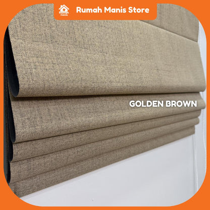 [RUMAH MANIS ROMAN BLIND] 3 Panel Premium Modern Western Style Roman Soft Curtain Blind | 100% Blackout | 198CM X 152CM (6.5' X 5') | Ready Stock | Tingkap Roman bidai waterproof langsir raya