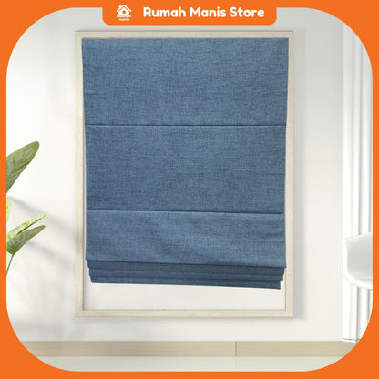 [RUMAH MANIS ROMAN BLIND] 2 Panel Premium Modern Western Style Roman Soft Curtain Blind | 100% Blackout | Ready Stock | Tingkap Roman tangga doubledeck langsir tarik bidai waterproof raya