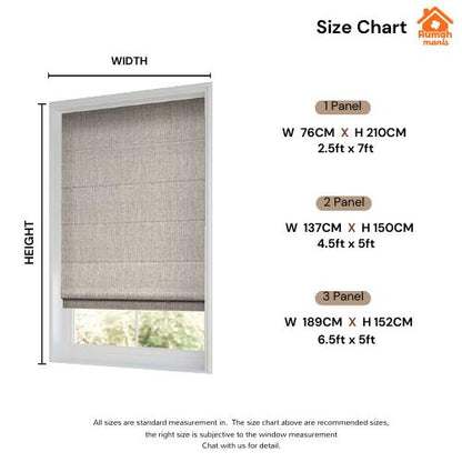 [RUMAH MANIS ROMAN BLIND] 3 Panel Premium Modern Western Style Roman Soft Curtain Blind | 100% Blackout | 198CM X 152CM (6.5' X 5') | Ready Stock | Tingkap Roman bidai waterproof langsir raya