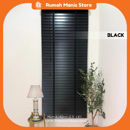 [RUMAH MANIS TIMBER BLIND] 1 Panel Premium High Quality Contemporary Decor Wooden Blinds | Ready Stock | Bidai Bilah Kayu Basswood Moden Ala Venetian langsir raya homeblind