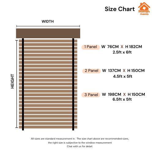 [RUMAH MANIS BLIND] 3 Panel Premium High Quality Contemporary Decor Wooden | 198CM X 150CM (6.5' X 5') | Ready Stock | Bidai Bilah Kayu Moden Bidai Ala Venetian timber blinds curtains langsir raya bidai kayu ruang tamu