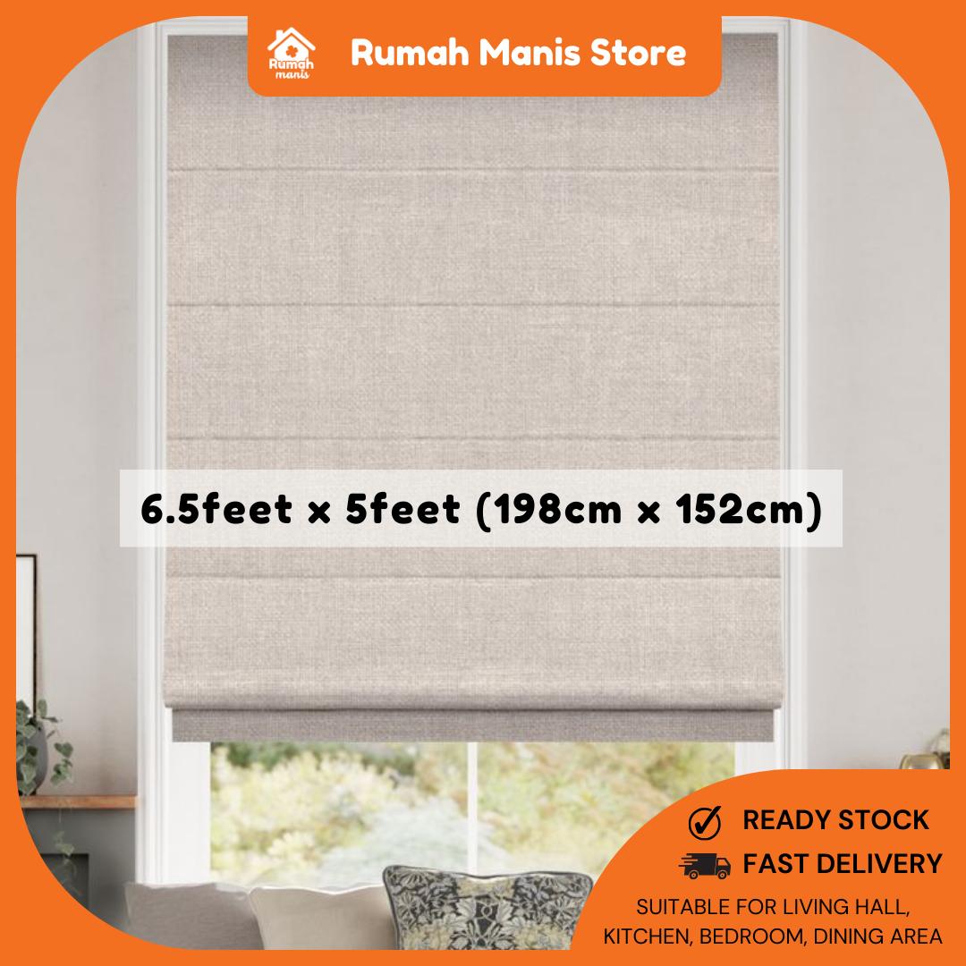 [RUMAH MANIS ROMAN BLIND] 3 Panel Premium Modern Western Style Roman Soft Curtain Blind | 100% Blackout | 198CM X 152CM (6.5' X 5') | Ready Stock | Tingkap Roman bidai waterproof langsir raya