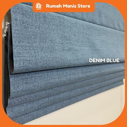 [RUMAH MANIS ROMAN BLIND] 2 Panel Premium Modern Western Style Roman Soft Curtain Blind | 100% Blackout | Ready Stock | Tingkap Roman tangga doubledeck langsir tarik bidai waterproof raya