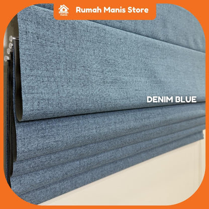 [RUMAH MANIS ROMAN BLIND] 1 Panel Premium Modern Western Style Roman Soft Curtain Blind | 100% Blackout | 76CM X 210CM (2.5' X 7') | Ready Stock | Tingkap Roman tangga doubledeck langsir tarik bidai waterproof raya